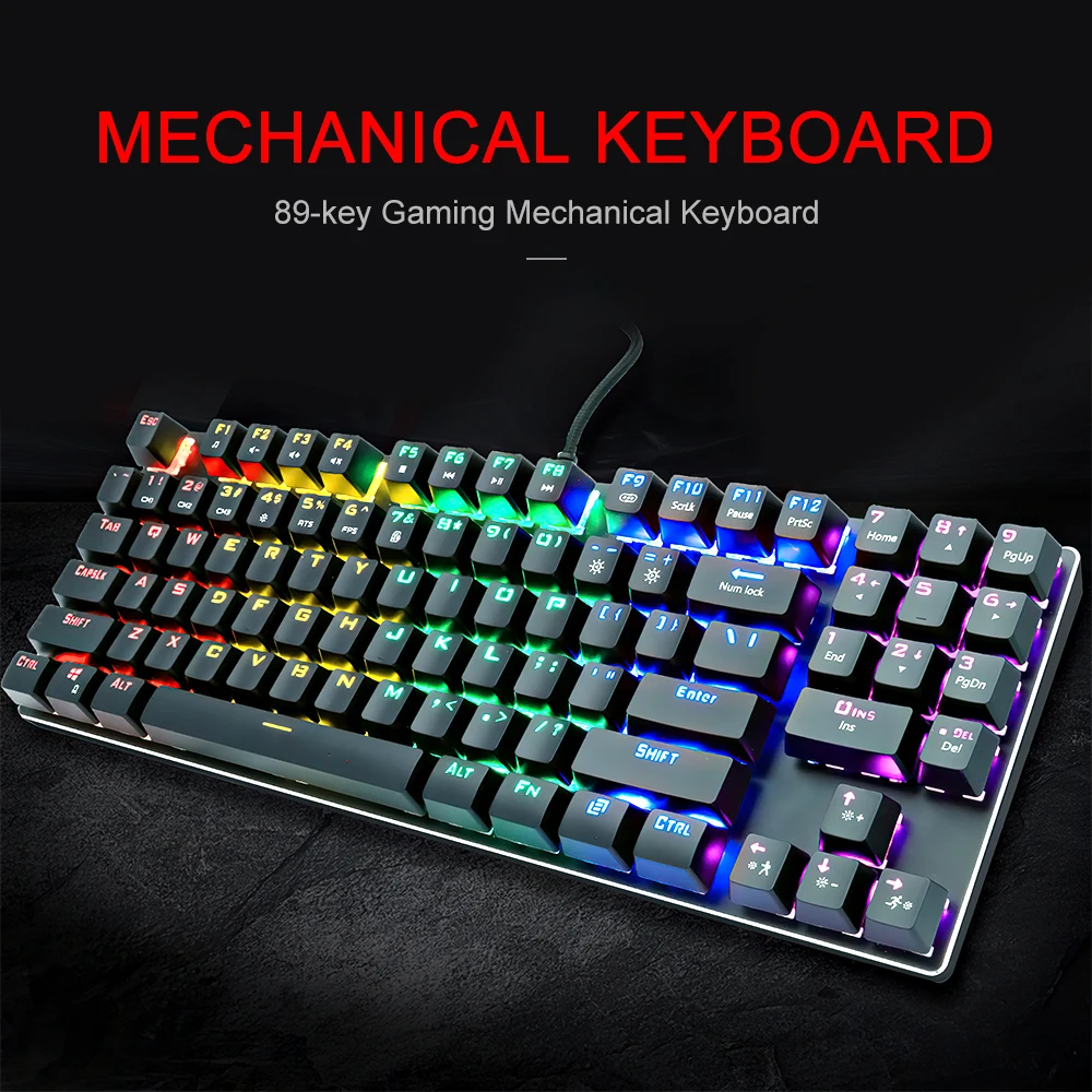 Wired Mechanical Keyboard USB Gaming Keyboards with RGB LED Backlight 89 Keys Anti-ghosting Blue Red Switch for Office Laptop PC
Wired Mechanical Keyboard USB Gaming Keyboards with RGB LED Backlight 89 Keys Anti-ghosting Blue Red Switch for Office Laptop PC