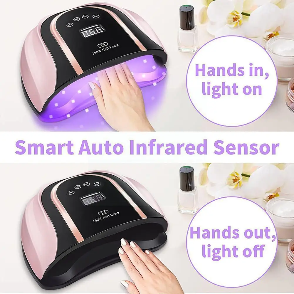 160W LED Nail Lamp Nail Dryer 54 UV LEDs Lamp Nail Dryer For All Gels Polish Sun Light ED Nail Polish Baking Lamp For Hands V8S8
160W LED Nail Lamp Nail Dryer 54 UV LEDs Lamp Nail Dryer For All Gels Polish Sun Light ED Nail Polish Baking Lamp For Hands V8S8