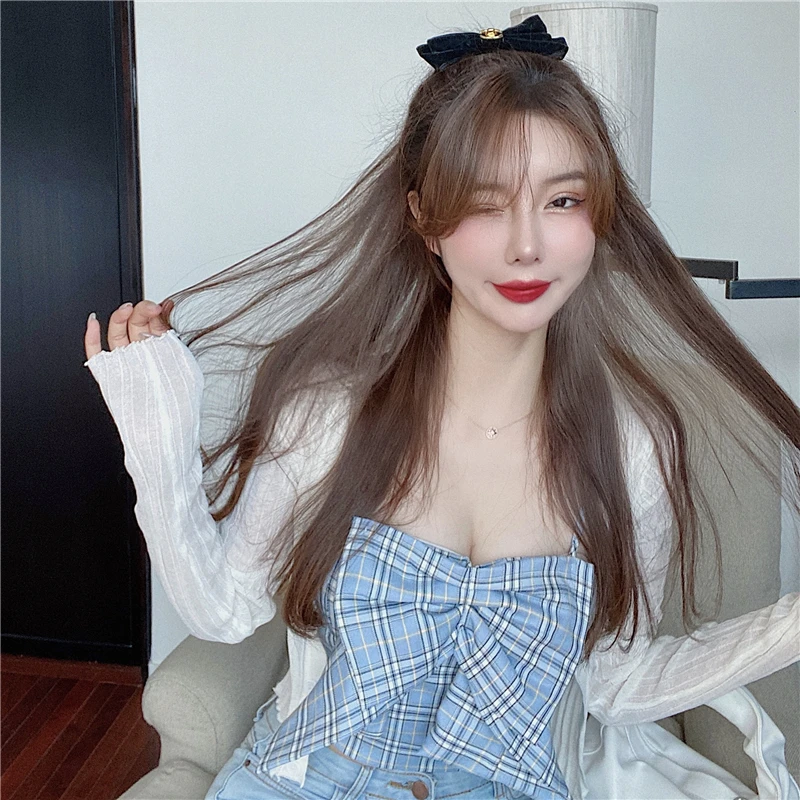 EasyGarment Spring Summer Sleeveless Strap Clothing Sexy Bow Plaid Crop-Top Spaghetti Strap Tank Top Tops for Women
EasyGarment Spring Summer Sleeveless Strap Clothing Sexy Bow Plaid Crop-Top Spaghetti Strap Tank Top Tops for Women