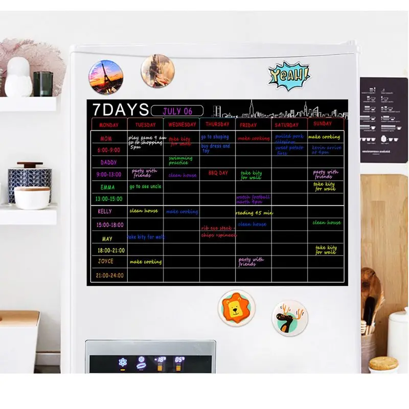 7 дневная сухая большая магнитная белая доска Еженедельный планировщик и