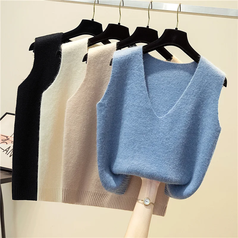 Women Soft Knitted Tank Tops Fashion Korean V Neck Sleeveless Casual Vest Autumn Winter Retro Streetwear Knitting Vest
Women Soft Knitted Tank Tops Fashion Korean V Neck Sleeveless Casual Vest Autumn Winter Retro Streetwear Knitting Vest