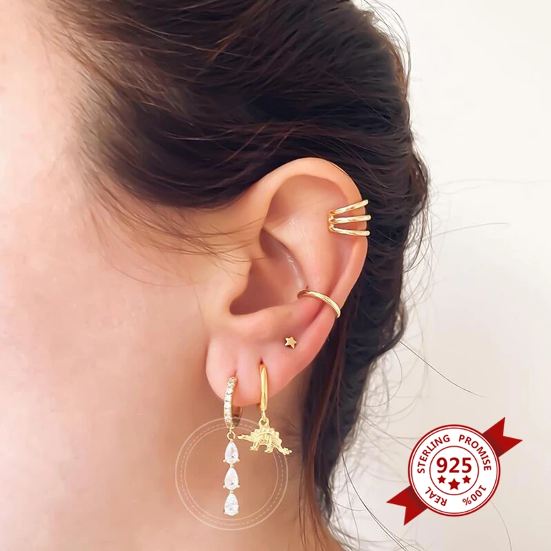 Real 925 Silver Hot sell Hip Hop Hugging Earrings Punk Geometric Star Moon Dangle Hoop Earrings For Women Christmas Jewelry
Real 925 Silver Hot sell Hip Hop Hugging Earrings Punk Geometric Star Moon Dangle Hoop Earrings For Women Christmas Jewelry