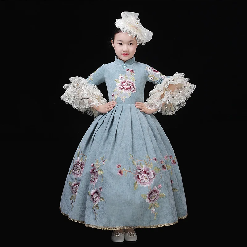 Retro Children Marie Antoinette Wedding Party Dress 18th Century Flowers Embroidery Stage Ball Gowns Customized
Retro Children Marie Antoinette Wedding Party Dress 18th Century Flowers Embroidery Stage Ball Gowns Customized