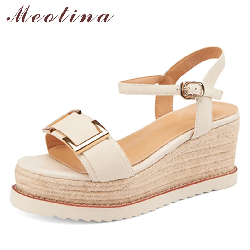 Meotina Genuine Leather Women Shoes High Heel Platform Wedges Sandals Metal Decoration Buckle Ladies Footwear Summer Beige 40
Meotina Genuine Leather Women Shoes High Heel Platform Wedges Sandals Metal Decoration Buckle Ladies Footwear Summer Beige 40