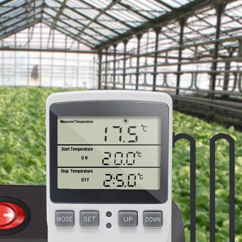 Digital Temperature Controller Thermostat Outlet Socket Plug Heating Cooling Timer for Homebrew Greenhouse 
Digital Temperature Controller Thermostat Outlet Socket Plug Heating Cooling Timer for Homebrew Greenhouse