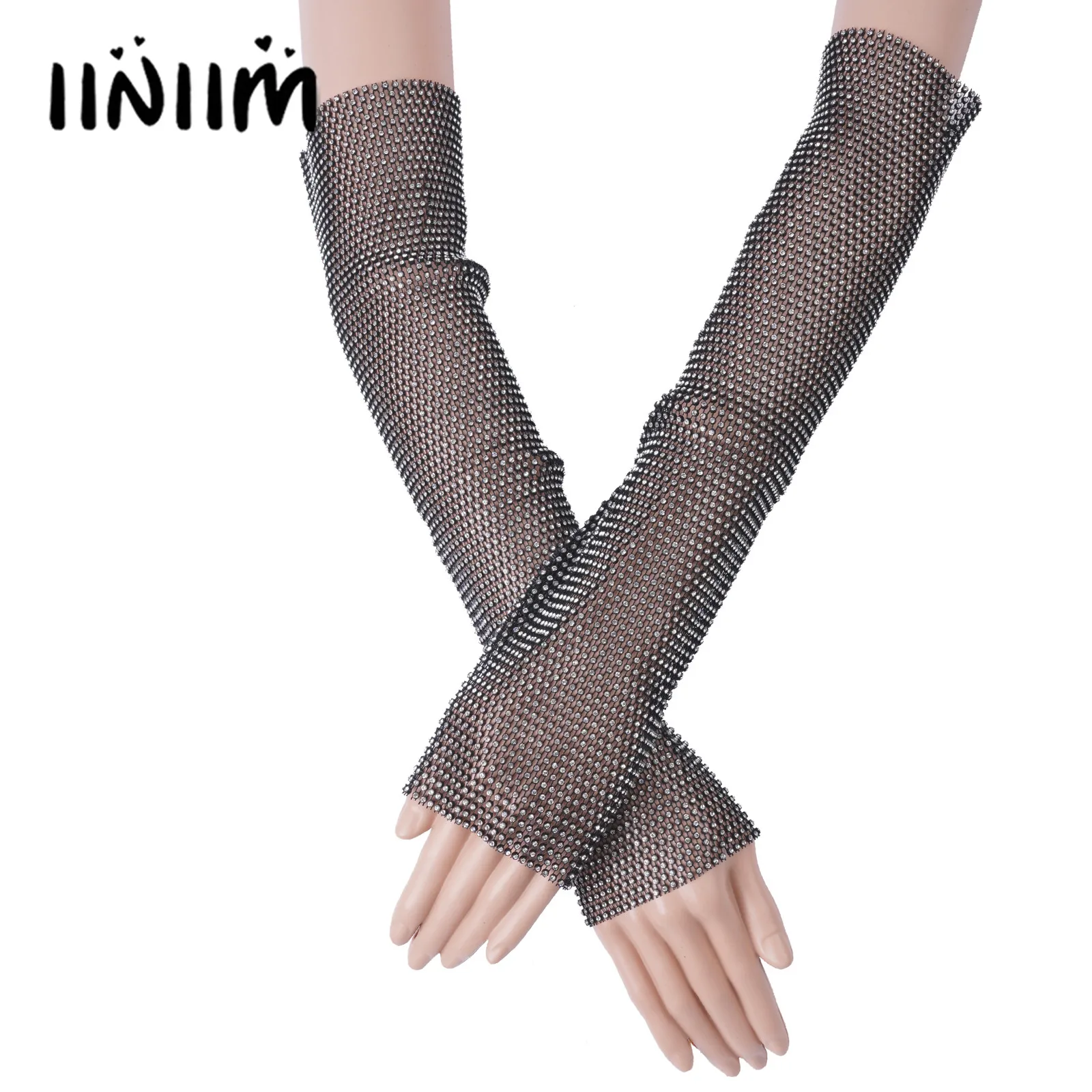 1 Pair Female Glitter Rhinestone Fishnet Arm Sleeve Elbow Length Stretch Fingerless Gloves Mittens Night Club Christmas Costume
1 Pair Female Glitter Rhinestone Fishnet Arm Sleeve Elbow Length Stretch Fingerless Gloves Mittens Night Club Christmas Costume