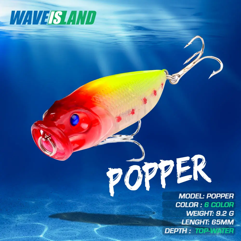 Приманка WAVEISLAND, Поппер для рыбалки, 6,5 см, 9,2 г, аксессуары для летящей искусственной рыбы, рыболовные снасти
Приманка WAVEISLAND, Поппер для рыбалки, 6,5 см, 9,2 г, аксессуары для летящей искусственной рыбы, рыболовные снасти