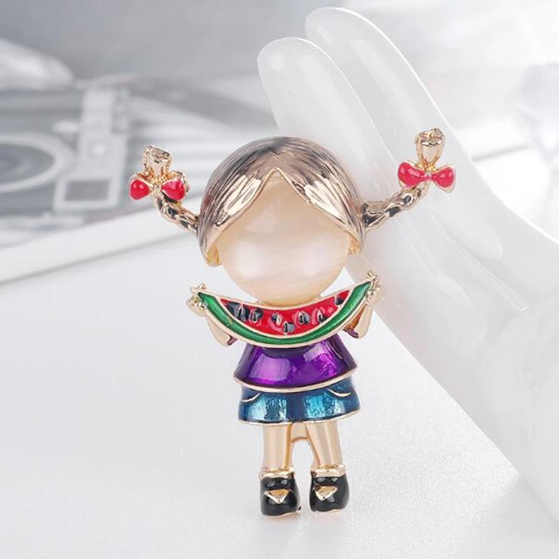 Cute Little Girl Brooches For Women Enamel Eat Watermelon Girl Pin Brooch Fashion Jewelry
Cute Little Girl Brooches For Women Enamel Eat Watermelon Girl Pin Brooch Fashion Jewelry