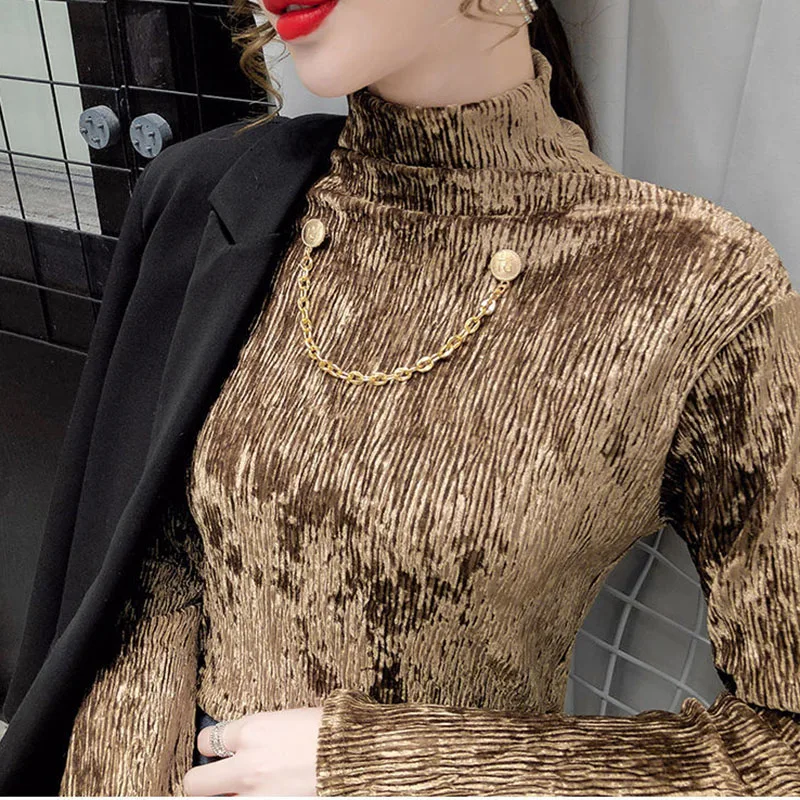 Lucyever Gold Velvet Chain Bottoming Shirts Women's 2022 Spring and Autumn New Fashion Long Sleeve T-shirt Slim Fit Retro Blouse
Lucyever Gold Velvet Chain Bottoming Shirts Women's 2022 Spring and Autumn New Fashion Long Sleeve T-shirt Slim Fit Retro Blouse