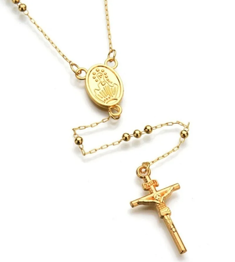 Classic Religious Style Gold Cross Rosary Pendant Necklace Jesus Beads Cross Hip Hop Necklace
Classic Religious Style Gold Cross Rosary Pendant Necklace Jesus Beads Cross Hip Hop Necklace