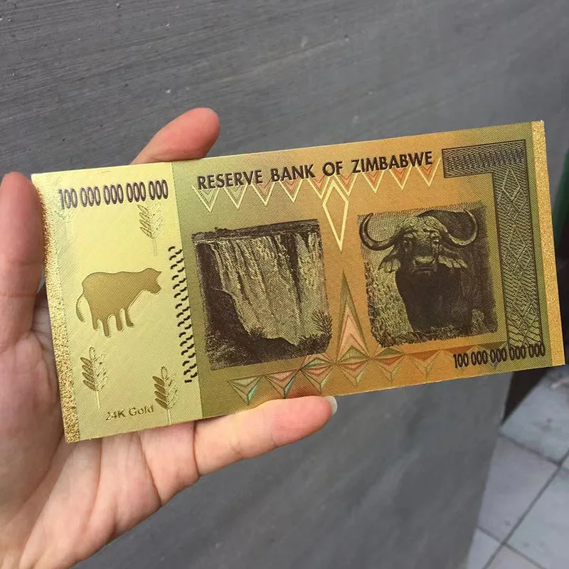 ZIMBABWE Black Gold Foil 100 Trillion Commemorative Dollars Banknotes Home Decorations Golden Black Plastic About 5g Wholesale
ZIMBABWE Black Gold Foil 100 Trillion Commemorative Dollars Banknotes Home Decorations Golden Black Plastic About 5g Wholesale