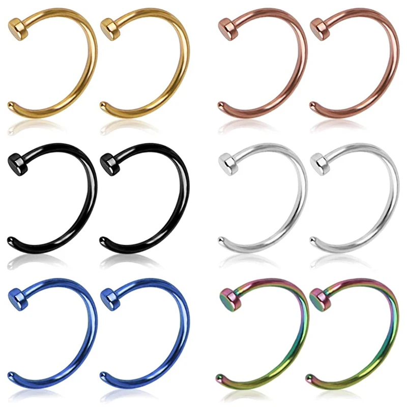 5Pcs Fake Piercing Medical Titanium Nose Ring For Women Open Hoop Ring Type Hoop Piercing Stud Body Jewelry Accessories 
5Pcs Fake Piercing Medical Titanium Nose Ring For Women Open Hoop Ring Type Hoop Piercing Stud Body Jewelry Accessories