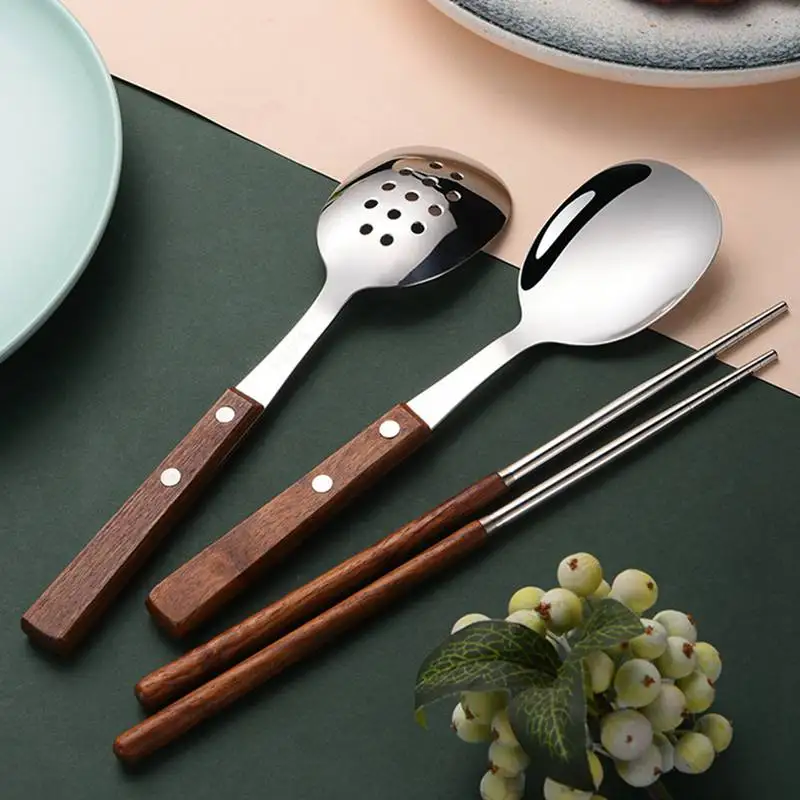 304 Stainless Steel Dining Spoon With Wooden Handle Public Spoon Leaking Spoon Public Chopsticks Household Kitchen Accessories
304 Stainless Steel Dining Spoon With Wooden Handle Public Spoon Leaking Spoon Public Chopsticks Household Kitchen Accessories