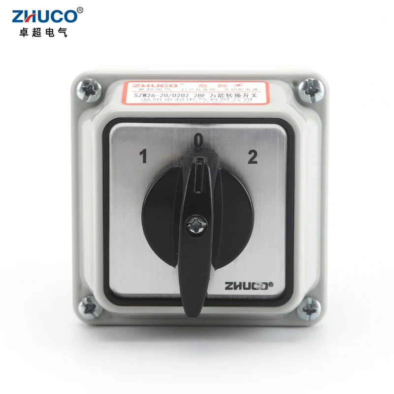 ZHUCO SZW26/LW26-20 D202.2 20A 3 Position 2 Pole Selector Changeover Rotary Cam Switch With Waterproof And Dustproof Sealed Box
ZHUCO SZW26/LW26-20 D202.2 20A 3 Position 2 Pole Selector Changeover Rotary Cam Switch With Waterproof And Dustproof Sealed Box