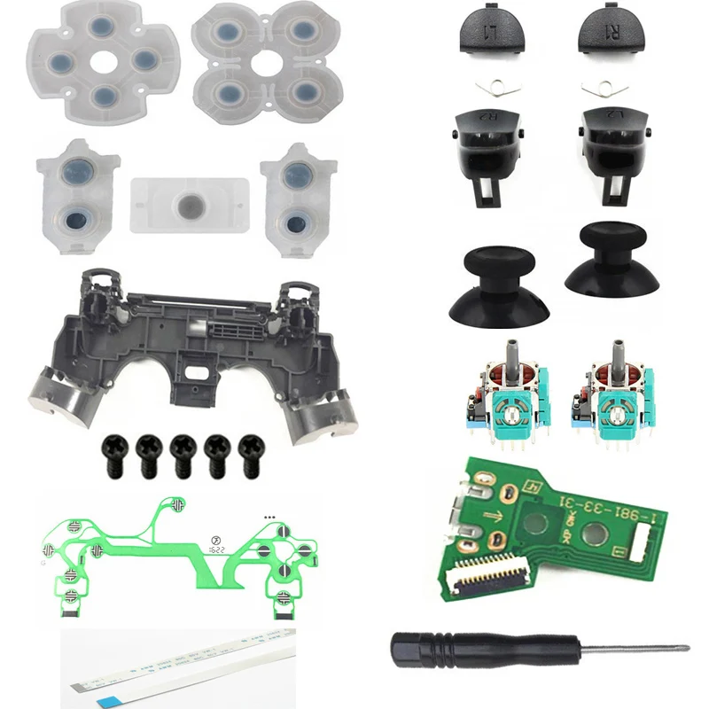 For PS4 JDM-040 JDS 040 R1 L1 R2 L2 Trigger Buttons 3D analog Joysticks Thumb Cap Conductive Pad Charging Board Flex Cable Frame
For PS4 JDM-040 JDS 040 R1 L1 R2 L2 Trigger Buttons 3D analog Joysticks Thumb Cap Conductive Pad Charging Board Flex Cable Frame