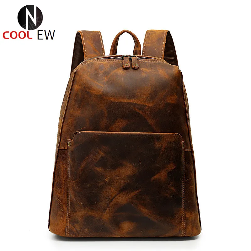 

Mens Unisex Vintage Waterproof Waxed Canvas Backpack For Womens Leather School Fashion Daypack Womens Laptop Bags Rucksack Male