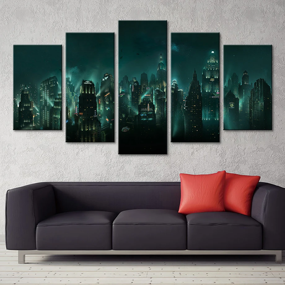 Canvas Pictures Home Decor HD Print 5 Panel Bioshock Rapture Night View Painting Modular Abstract Game Poster Wall Art Framework
Canvas Pictures Home Decor HD Print 5 Panel Bioshock Rapture Night View Painting Modular Abstract Game Poster Wall Art Framework