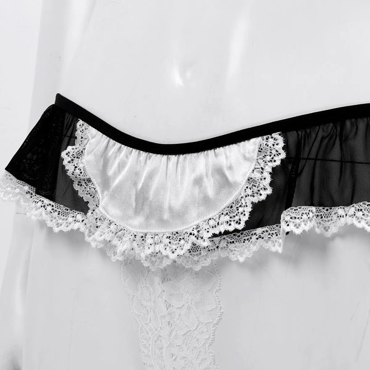 Womens Femme See Through Mesh Sissy Maid Dress Exotic Lingerie Set Lace Trim Underwired Bra Top with Crotchless G-string Briefs
Womens Femme See Through Mesh Sissy Maid Dress Exotic Lingerie Set Lace Trim Underwired Bra Top with Crotchless G-string Briefs