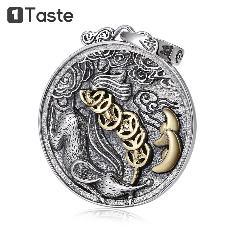 ONE TASTE 925 Sterling Silver Thai Men's Pendant Fine Jewelry Chinese Zodiac Rat Round Ethnic Necklace Pendants Without Chain 
ONE TASTE 925 Sterling Silver Thai Men's Pendant Fine Jewelry Chinese Zodiac Rat Round Ethnic Necklace Pendants Without Chain