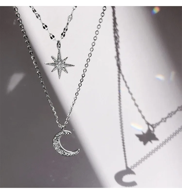 Double-layer Unique Necklace For Girls Fashion Star/Moon Pendant Shiny Wedding Party Clavicle Chain Jewelry
Double-layer Unique Necklace For Girls Fashion Star/Moon Pendant Shiny Wedding Party Clavicle Chain Jewelry