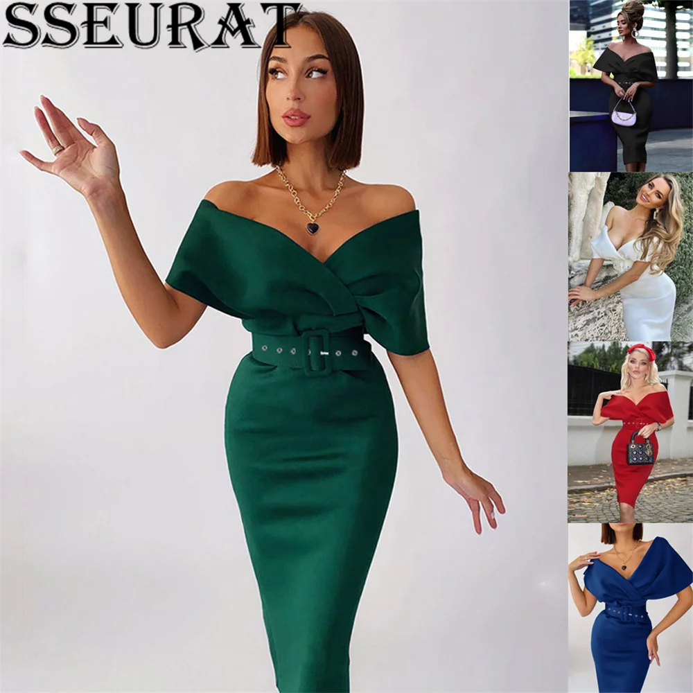 SSEURAT Sexy Women V Neck Off Shoulder Party Club Bodycon Midi Dress With Belt 2022 Fashion Wrap Elegant Dresses
SSEURAT Sexy Women V Neck Off Shoulder Party Club Bodycon Midi Dress With Belt 2022 Fashion Wrap Elegant Dresses