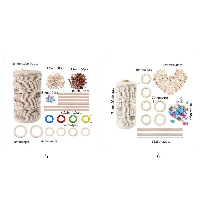 Tapestry Handicraft Weaving Material Combination Set Wooden Beads Ring Macrame Rope DIY Plant Hooks Hand Making Sewing E56C
Tapestry Handicraft Weaving Material Combination Set Wooden Beads Ring Macrame Rope DIY Plant Hooks Hand Making Sewing E56C