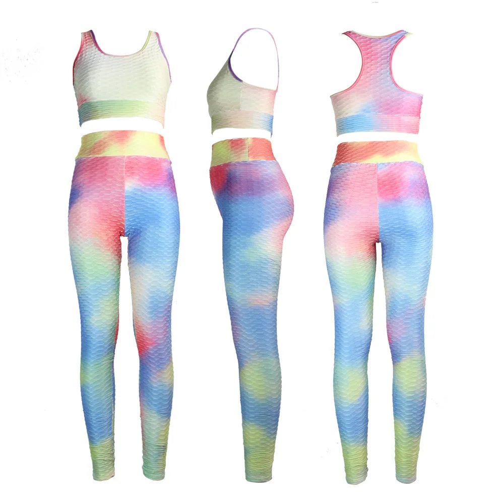 Europe's new fashion tie dye print fitness two-piece set slim fit o-neck sleeveless suspender vest and trousers women's set
Europe's new fashion tie dye print fitness two-piece set slim fit o-neck sleeveless suspender vest and trousers women's set