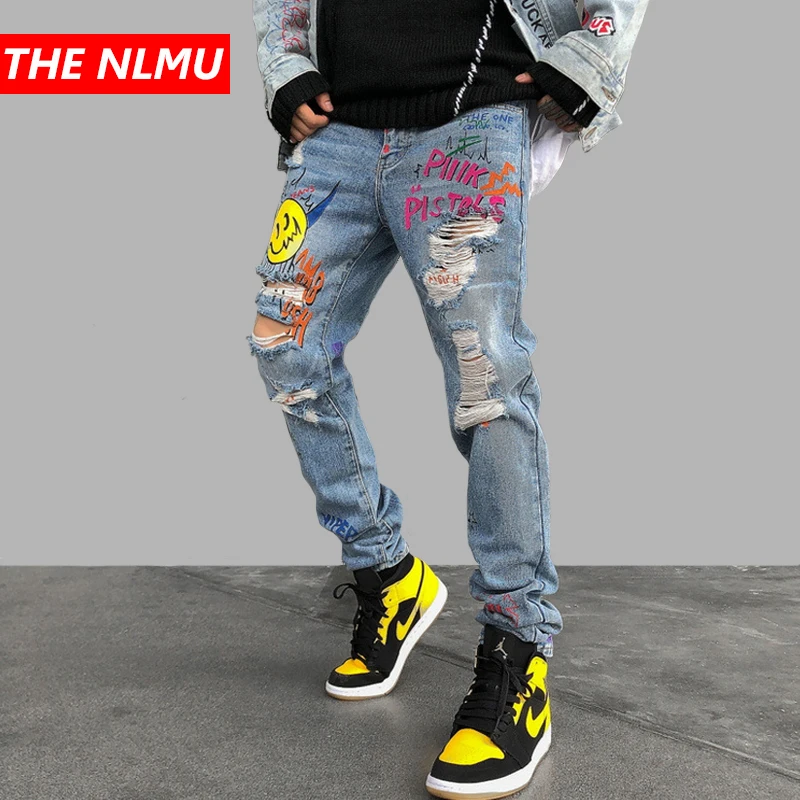 New Skinny Jeans Men Streetwear Destroyed Ripped Jeans Homme Hip Hop Broken Graffiti Print Pencil Biker Denim Pants Hole GM482
New Skinny Jeans Men Streetwear Destroyed Ripped Jeans Homme Hip Hop Broken Graffiti Print Pencil Biker Denim Pants Hole GM482