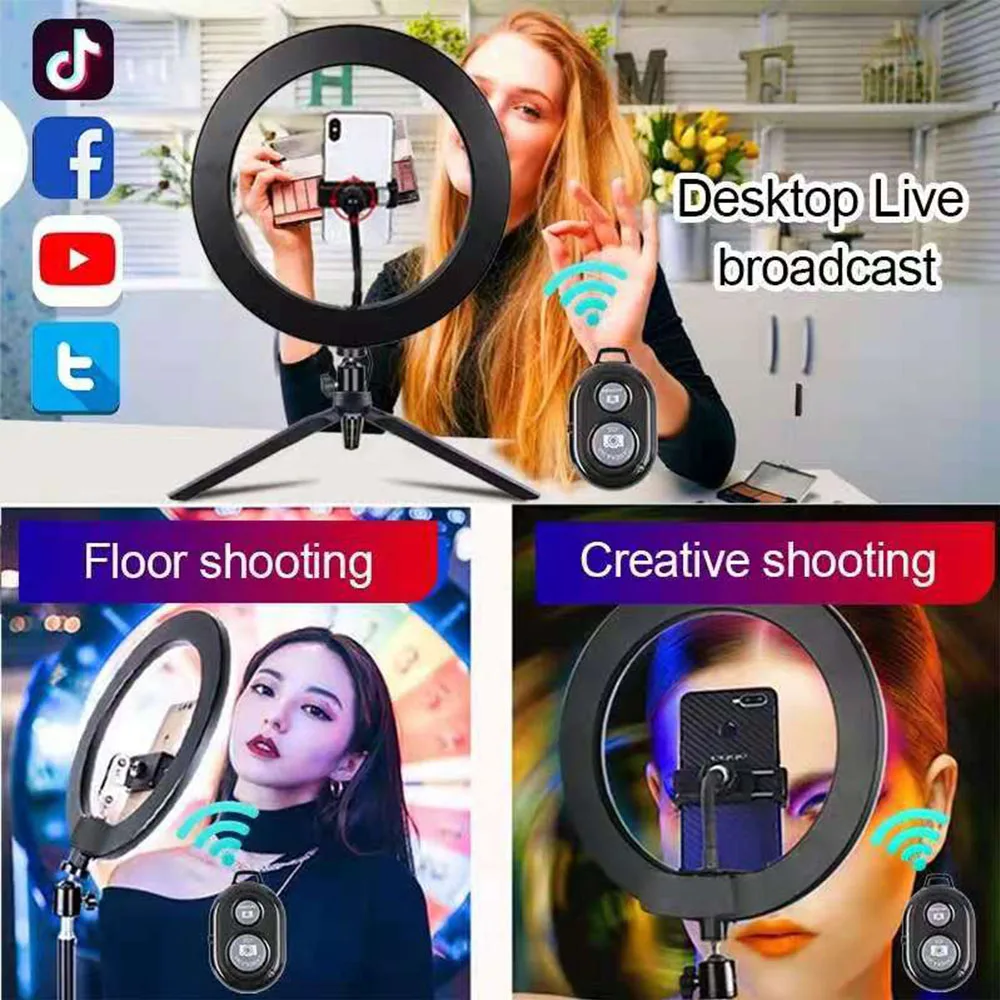 10 Inch LED Ring Light with Tripod RGB Selfie RingLight for Live Stream Makeup YouTube TikTok Self-Portrait Shooting
10 Inch LED Ring Light with Tripod RGB Selfie RingLight for Live Stream Makeup YouTube TikTok Self-Portrait Shooting