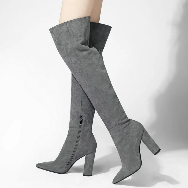 Faux Flock Over the Knee Boots Woman Fashion Pointed Toe High Heeled Thigh High Boots Female Winter Warm Long Boots Beige Black
Faux Flock Over the Knee Boots Woman Fashion Pointed Toe High Heeled Thigh High Boots Female Winter Warm Long Boots Beige Black