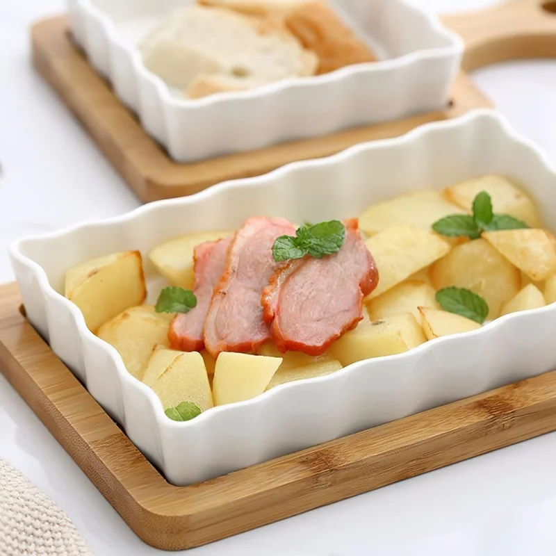 Nordic Handle Wooden Tray Long / Square White Ceramic Dish Restaurant Kitchen Home Western Food Baking Dish Rice Serving Dish
Nordic Handle Wooden Tray Long / Square White Ceramic Dish Restaurant Kitchen Home Western Food Baking Dish Rice Serving Dish
