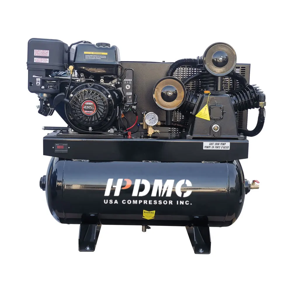 

US Service - Gas Driven Piston Air Compressor 13HP Two Stage 30 Gal Tank 24cfm @Max 180psi - 420CC Engine Ford F-150 Truck Bed
