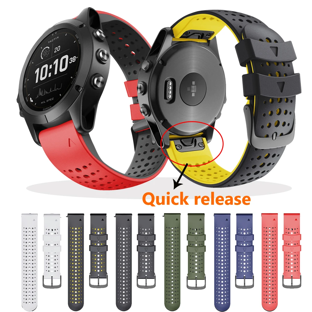 22MM Colorful Quick Release Watchband Strap For Garmin Fenix 5 5 Plus 6 6X Pro 3HR 945 Watch Silicone Easyfit Wrist Strap Correa
22MM Colorful Quick Release Watchband Strap For Garmin Fenix 5 5 Plus 6 6X Pro 3HR 945 Watch Silicone Easyfit Wrist Strap Correa