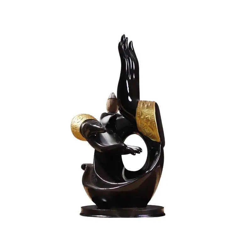

Buddha Hand Backflow Incense Burner With 20 Pcs Cones Smoke Waterfall Incense Sticks Holder Ceramic Home Decor Porcelain Censer