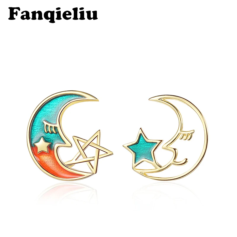 Fanqieliu Creative Moon Star Face Stud Earrings Girl's Gift 18 Gold-plated 925 Sterling Silver Earring For Women FQL20235
Fanqieliu Creative Moon Star Face Stud Earrings Girl's Gift 18 Gold-plated 925 Sterling Silver Earring For Women FQL20235