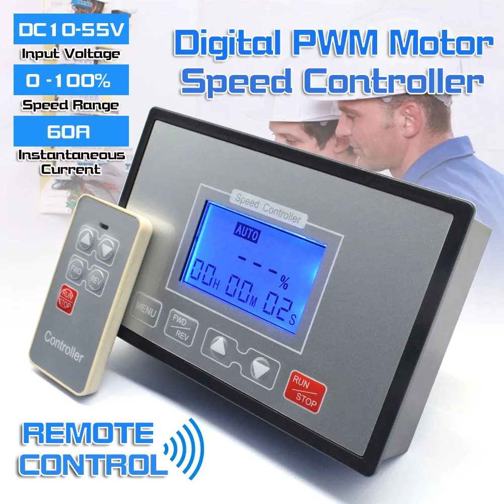 LCD Smart Digital Display 0~100% adjustable 60A PWM DC Motor Speed Controller Timing Reversible Remote control 12V 24V 36V 48V
LCD Smart Digital Display 0~100% adjustable 60A PWM DC Motor Speed Controller Timing Reversible Remote control 12V 24V 36V 48V