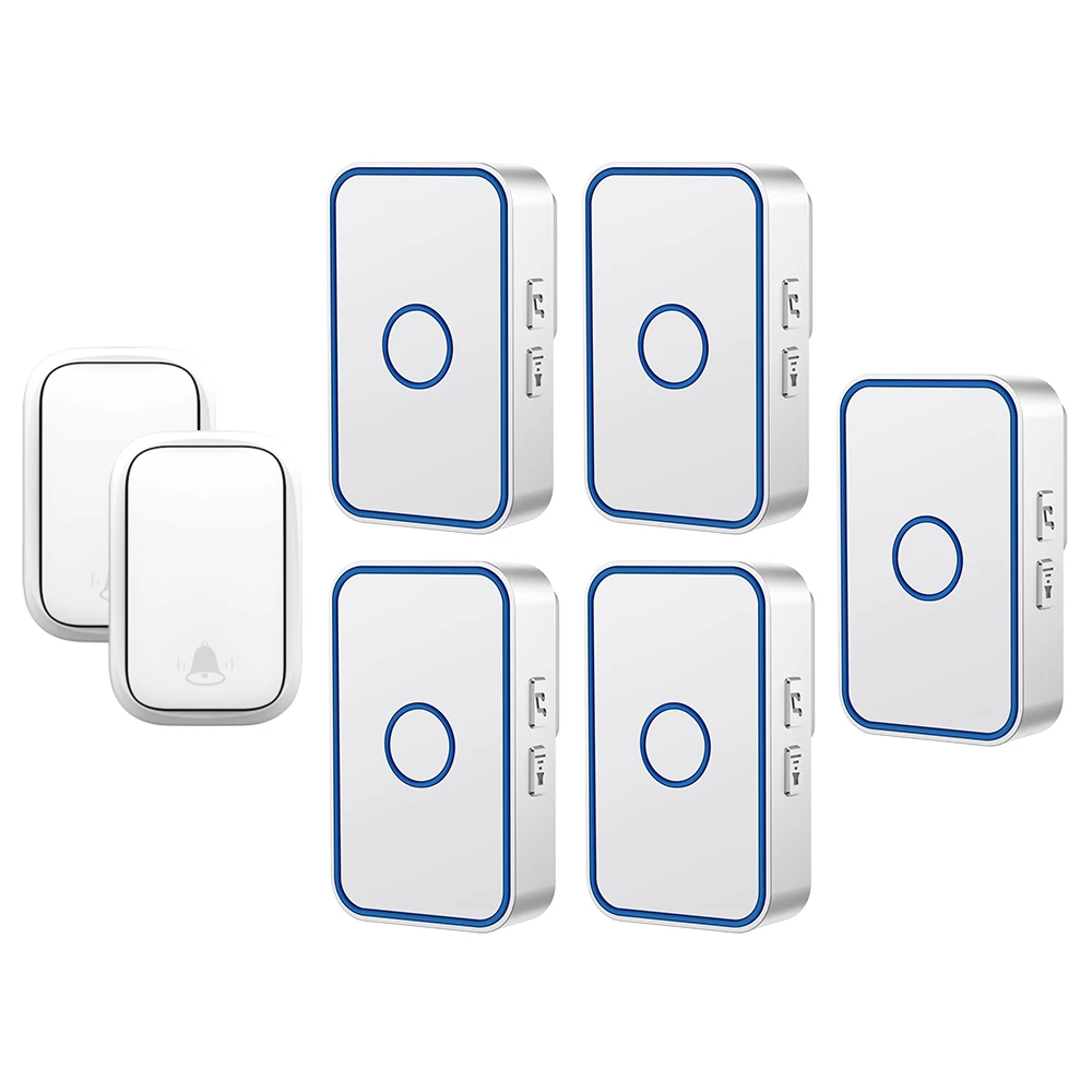 

CACAZI Self Powered Wireless Doorbell Sets for Outdoor No Battery Waterproof Home Door Ring Bell US EU UK AU Plug 60 Chimes Hot
