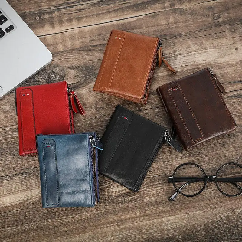 Genuine Leather Wallet Men Coin Purse RFID Protected Double Zipper Coin Pocket Wallet Men's Brand Design Vintage Leather Wallets
Genuine Leather Wallet Men Coin Purse RFID Protected Double Zipper Coin Pocket Wallet Men's Brand Design Vintage Leather Wallets