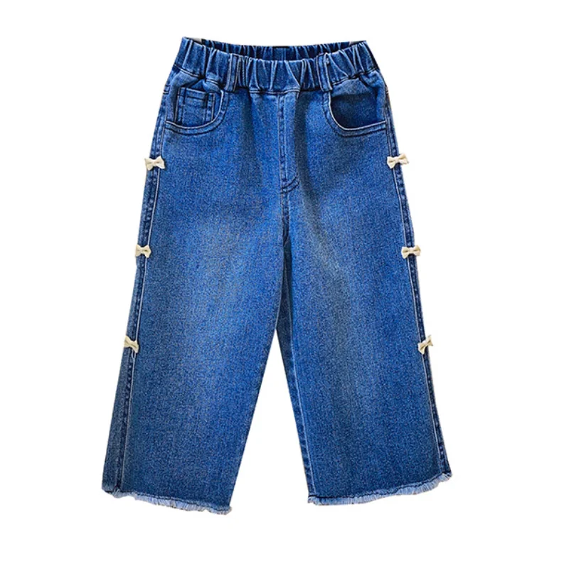 Детские джинсы WLG для девочек на осень, джинсовые синие свободные джинсы с бантом, повседневные универсальные брюки для маленьких девочек 
Детские джинсы WLG для девочек на осень, джинсовые синие свободные джинсы с бантом, повседневные универсальные брюки для маленьких девочек