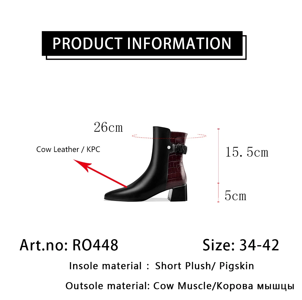 RJN Women's Ankle Boots Genuine Leather Elegant Ladies Pointed Toe Patchwork Low Heel Work Walking Winter New Women Shoes RO448
RJN Women's Ankle Boots Genuine Leather Elegant Ladies Pointed Toe Patchwork Low Heel Work Walking Winter New Women Shoes RO448