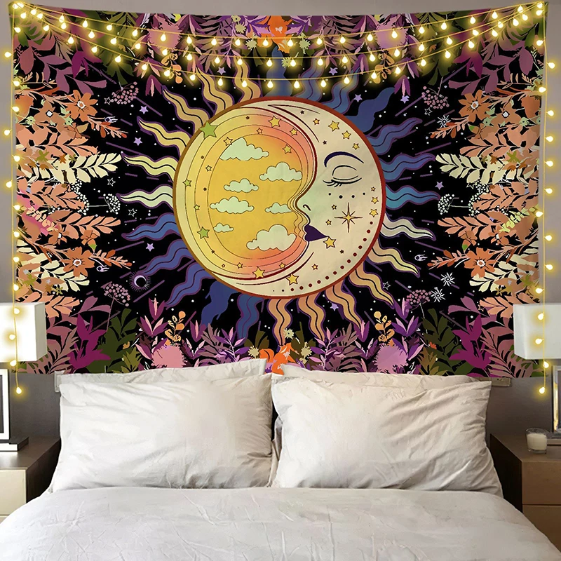 Sun and Moon Tapestry Hanging Suede Cloth Mystic Wall Decal Celestial Themed Artistic Ornament for Home Living Room AC889
Sun and Moon Tapestry Hanging Suede Cloth Mystic Wall Decal Celestial Themed Artistic Ornament for Home Living Room AC889