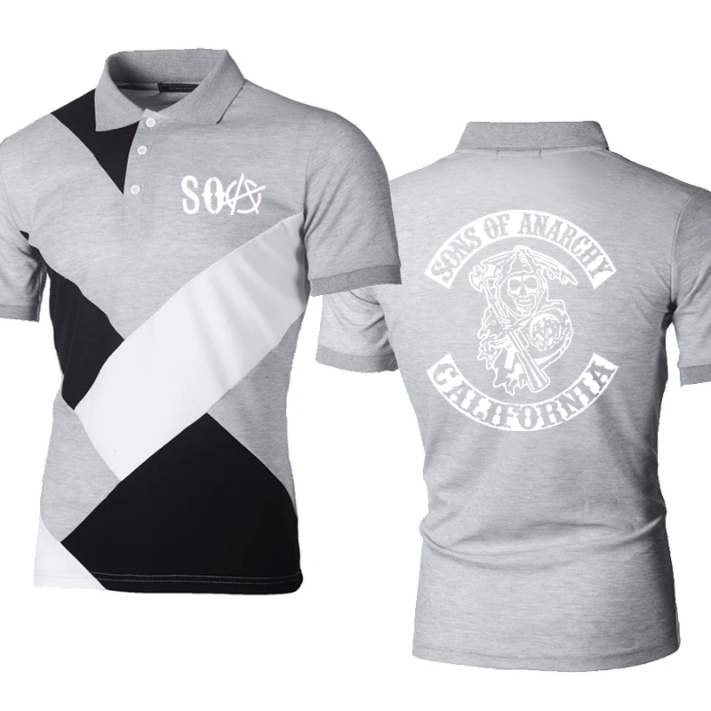 Men's short sleeve SOA Sons of Anarchy Skull Printing Summer Casual Splicing Cotton POLO shirt High Quality Short sleeve
Men's short sleeve SOA Sons of Anarchy Skull Printing Summer Casual Splicing Cotton POLO shirt High Quality Short sleeve