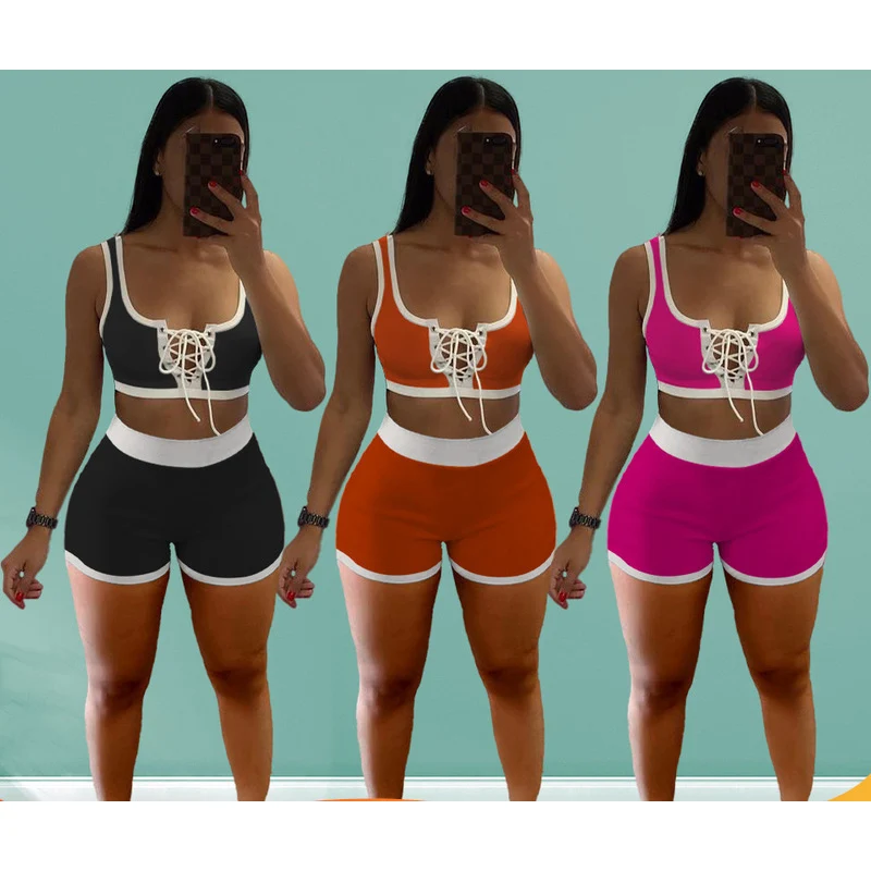 Women's Sports Suit 2021 New Summer Fashion Leisure 2 Piece Shorts Sleeveless Sportswear Sexy Belt Bra Running Gym Sport Suits
Women's Sports Suit 2021 New Summer Fashion Leisure 2 Piece Shorts Sleeveless Sportswear Sexy Belt Bra Running Gym Sport Suits
