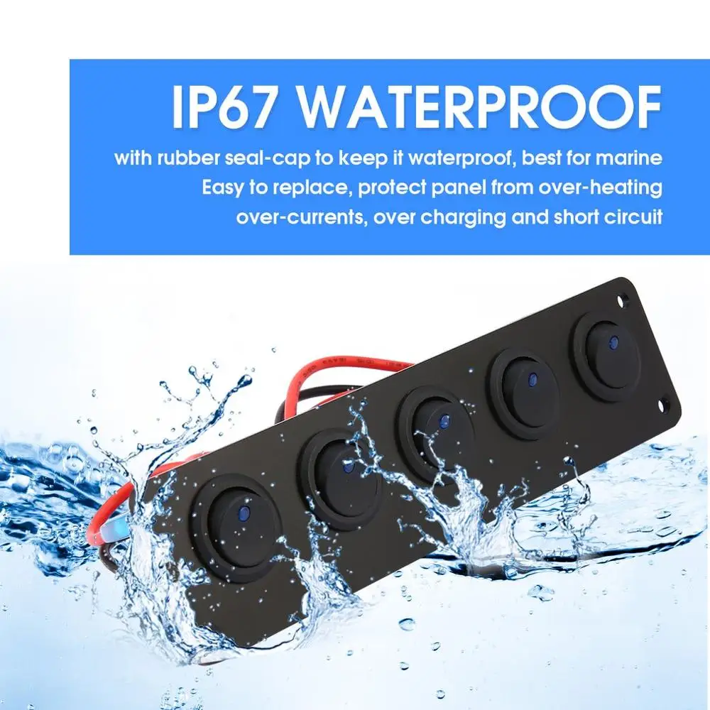 New 5 Gang 12V Rocker Switch for Car Marine Boat Circuit Breakers Overload Protected LED Light Rocker Switch Panel Circuit
New 5 Gang 12V Rocker Switch for Car Marine Boat Circuit Breakers Overload Protected LED Light Rocker Switch Panel Circuit