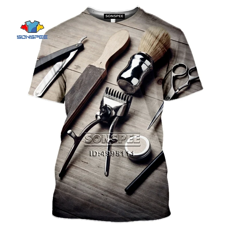 SONSPEE Men's T-Shirts New Barber Hairdresser Shears 3D Print Women Summer Tshirt Casual T shirt Men Tee Tops Fitness Clothes
SONSPEE Men's T-Shirts New Barber Hairdresser Shears 3D Print Women Summer Tshirt Casual T shirt Men Tee Tops Fitness Clothes
