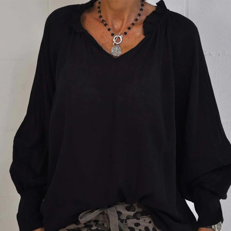 Осенняя женская блуза с оборками, свободная, однотонная, с v-образным вырезом, с длинным рукавом-фонариком, женские блузки 2021, Повседневная У...
Осенняя женская блуза с оборками, свободная, однотонная, с v-образным вырезом, с длинным рукавом-фонариком, женские блузки 2021, Повседневная У...