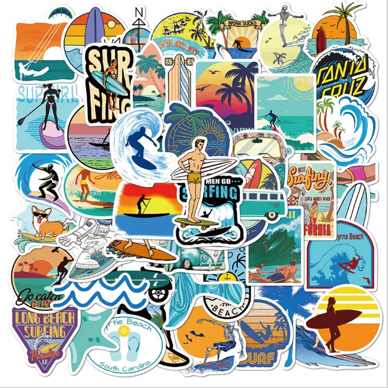 50 pcs Summer beach surfing Graffiti Waterproof Skateboard Travel Suitcase Phone Laptop Luggage Stickers Cute Kids Girl Toys
50 pcs Summer beach surfing Graffiti Waterproof Skateboard Travel Suitcase Phone Laptop Luggage Stickers Cute Kids Girl Toys