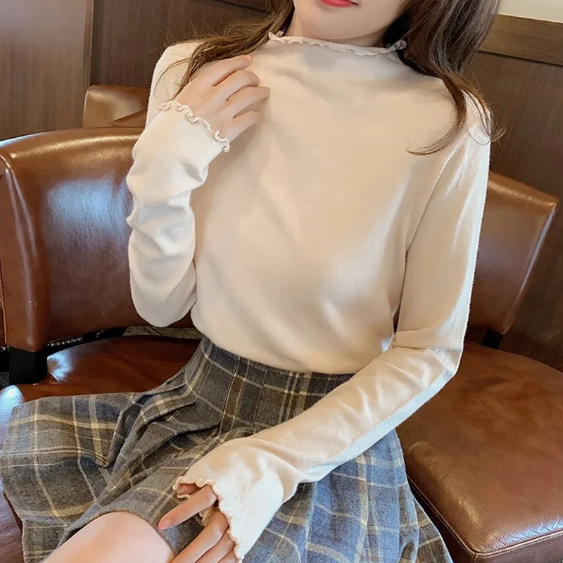New Bottoming T-Shirt Spring Summer Korean Students Half-high Collar Slim Long-sleeved T-shirt Female Thin Tops Women 2020
New Bottoming T-Shirt Spring Summer Korean Students Half-high Collar Slim Long-sleeved T-shirt Female Thin Tops Women 2020