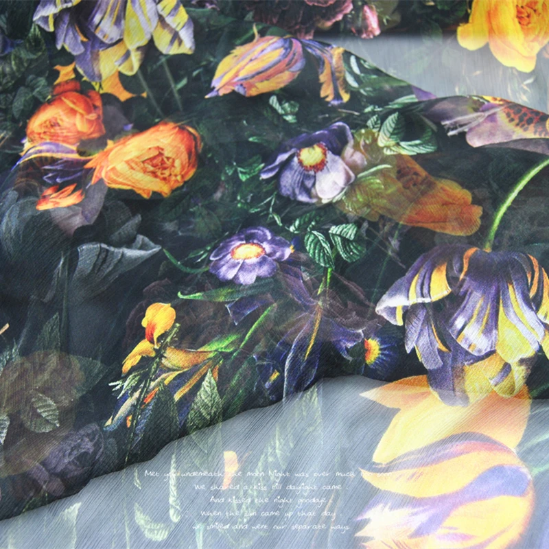 Silk Georgette Chiffon Fabric Dress Large-Width Dark Green Flower Light Skirt Shirt DIY Patchwork Tissue
Silk Georgette Chiffon Fabric Dress Large-Width Dark Green Flower Light Skirt Shirt DIY Patchwork Tissue