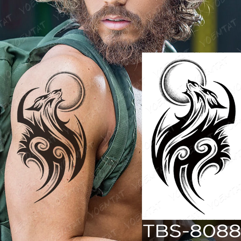 Waterproof Temporary Tattoo Sticker Dragon Wolf Moon Totem Flash Tattoos Tribal Eagle Fire Body Art Arm Fake Tatoo Men
Waterproof Temporary Tattoo Sticker Dragon Wolf Moon Totem Flash Tattoos Tribal Eagle Fire Body Art Arm Fake Tatoo Men